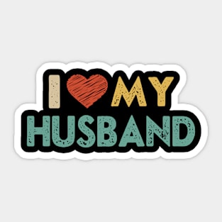 I love my husband - I heart my husband retro valentines gift for couple Sticker